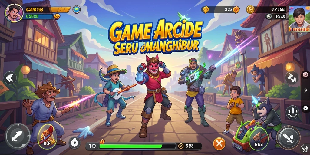 Tampilan gameplay seru dari game arcade CANVA168 yang penuh warna.