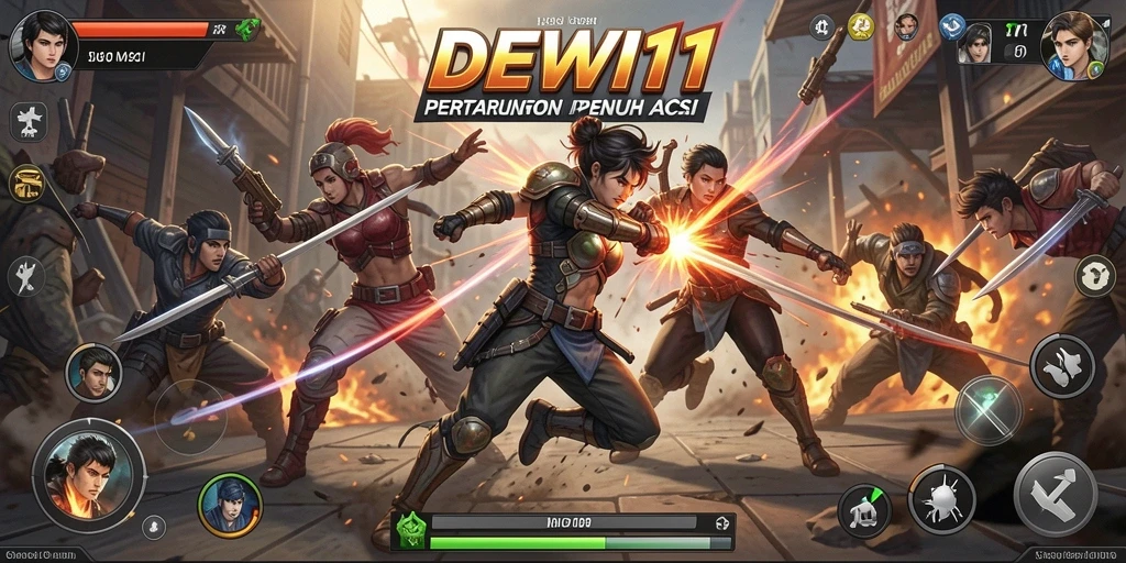 Screenshot DEWI11 menampilkan pertarungan seru dan karakter yang menawan.
