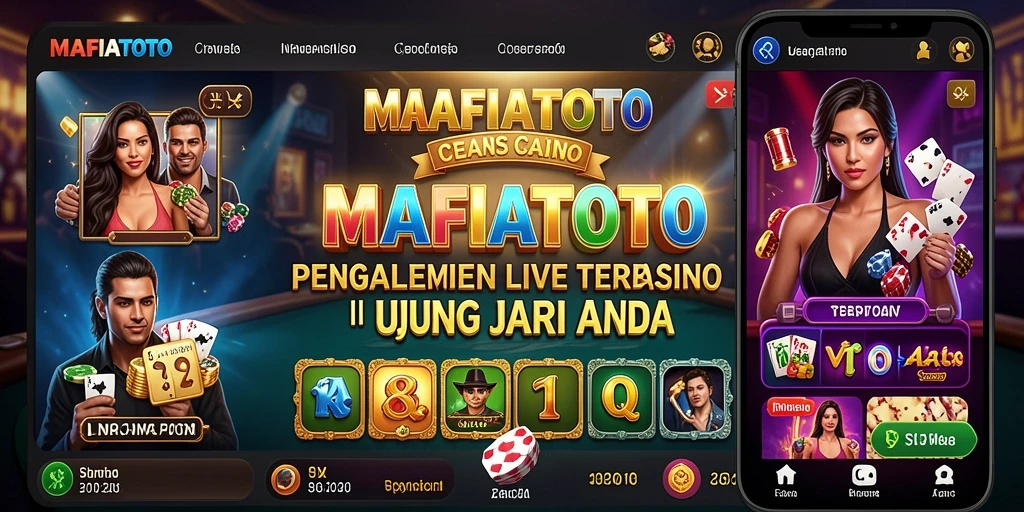 Screenshot MAFIATOTO menampilkan dealer cantik dalam aksi permainan Live Casino.