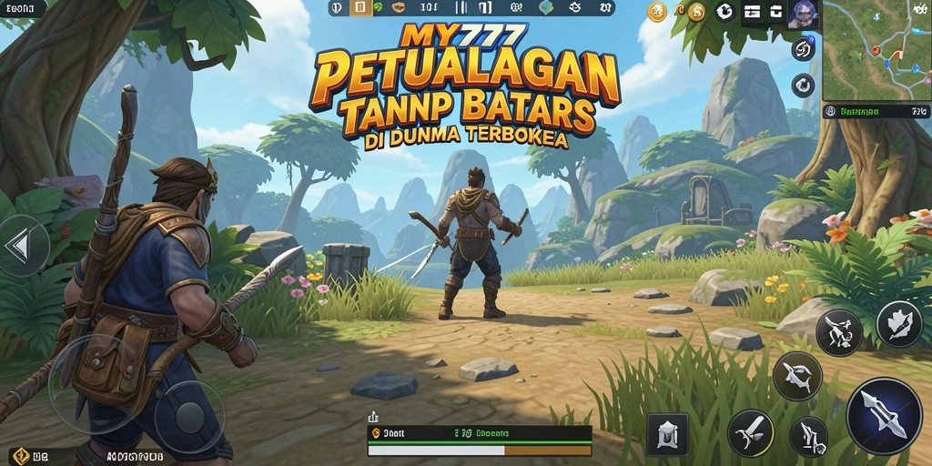 Tangkapan layar gameplay MY777 dengan eksplorasi dunia terbuka yang luas.