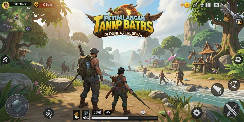 Screenshot gameplay N06 menampilkan eksplorasi dunia terbuka yang menakjubkan.