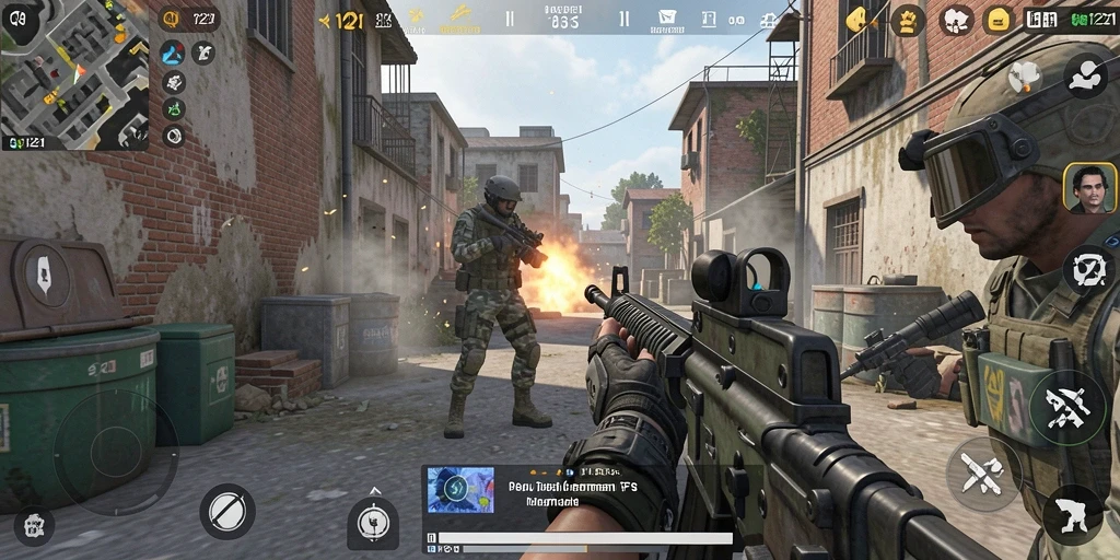 Tampilan menegangkan dari gameplay QQ1221 di dunia FPS.